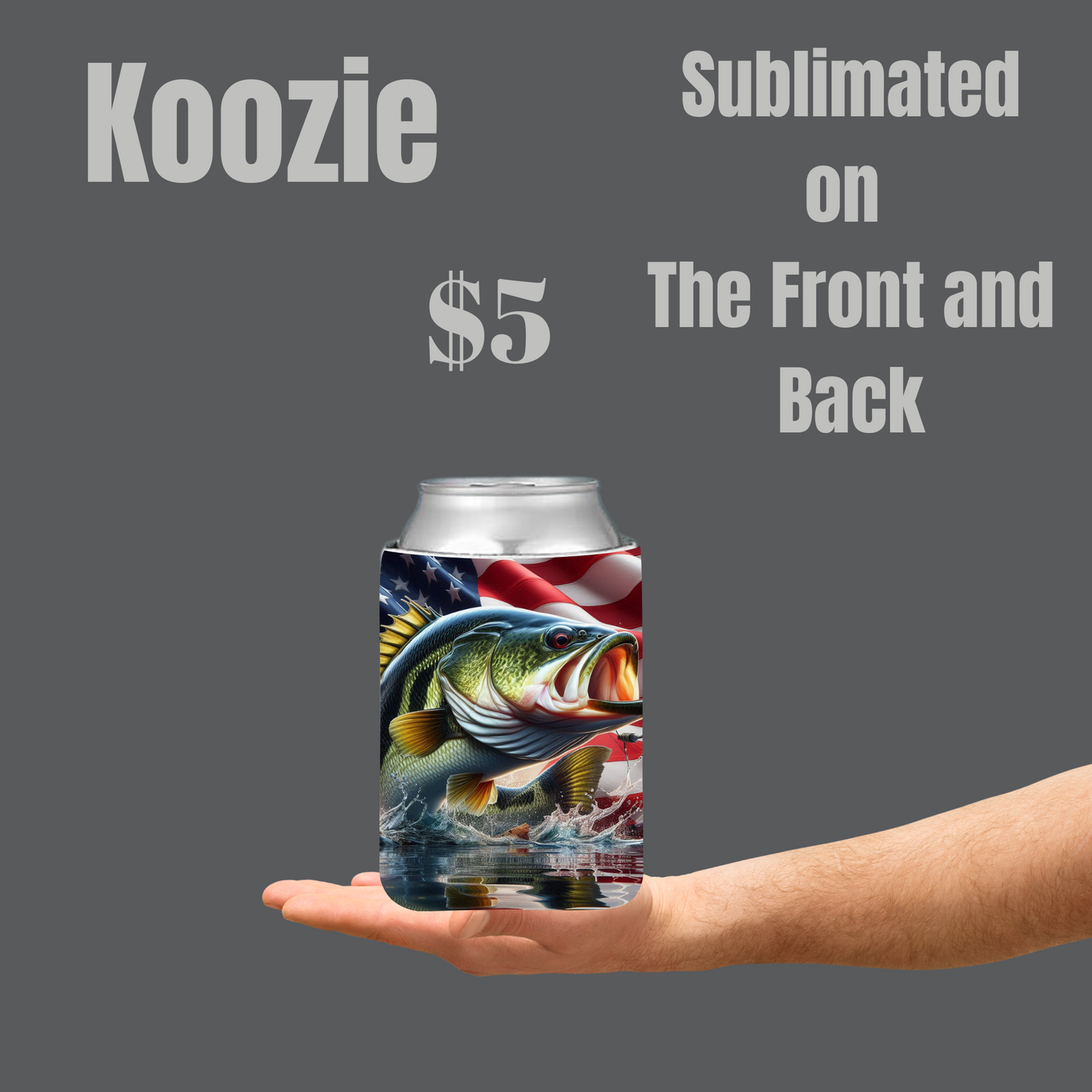 Patriotic Bass Fish Koozie