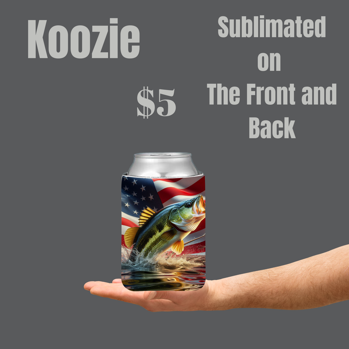 Patriotic Bass Fish Koozie