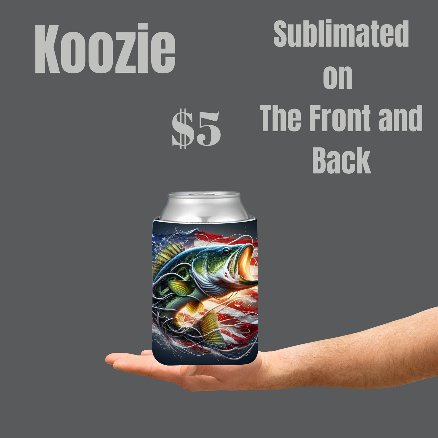 Patriotic Bass Fish Koozie