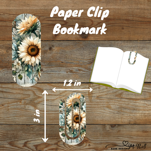 Rustic Sunflower Patchwork Paper-Clip Bookmark — 3″ x 1.2″