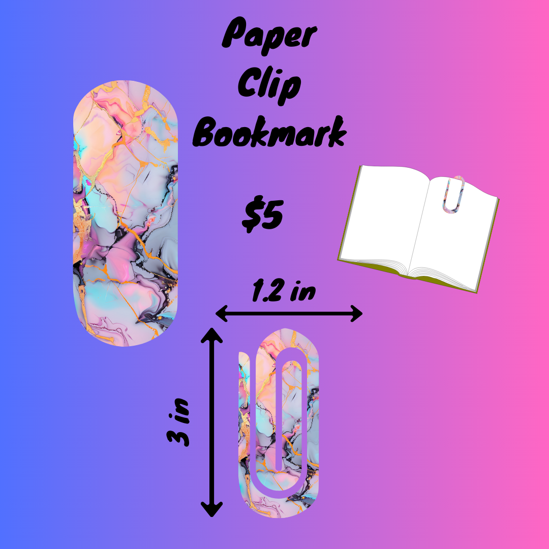 Marble Swirl Paper Clip Bookmarks
