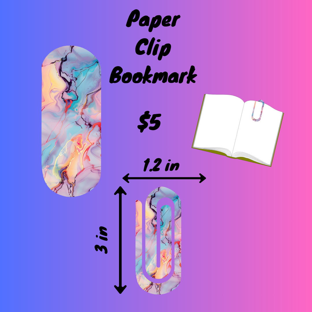 Marble Swirl Paper Clip Bookmarks