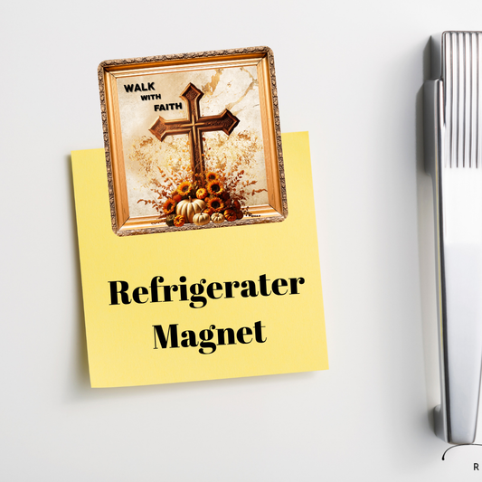 Walk With Faith Autumn Cross – Square Refrigerator Magnet