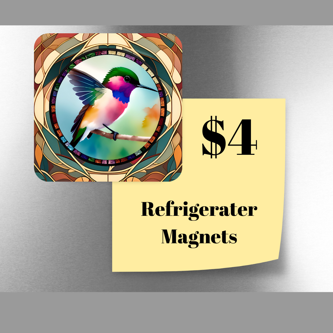 Stained Glass Hummingbird Refrigerator Magnet