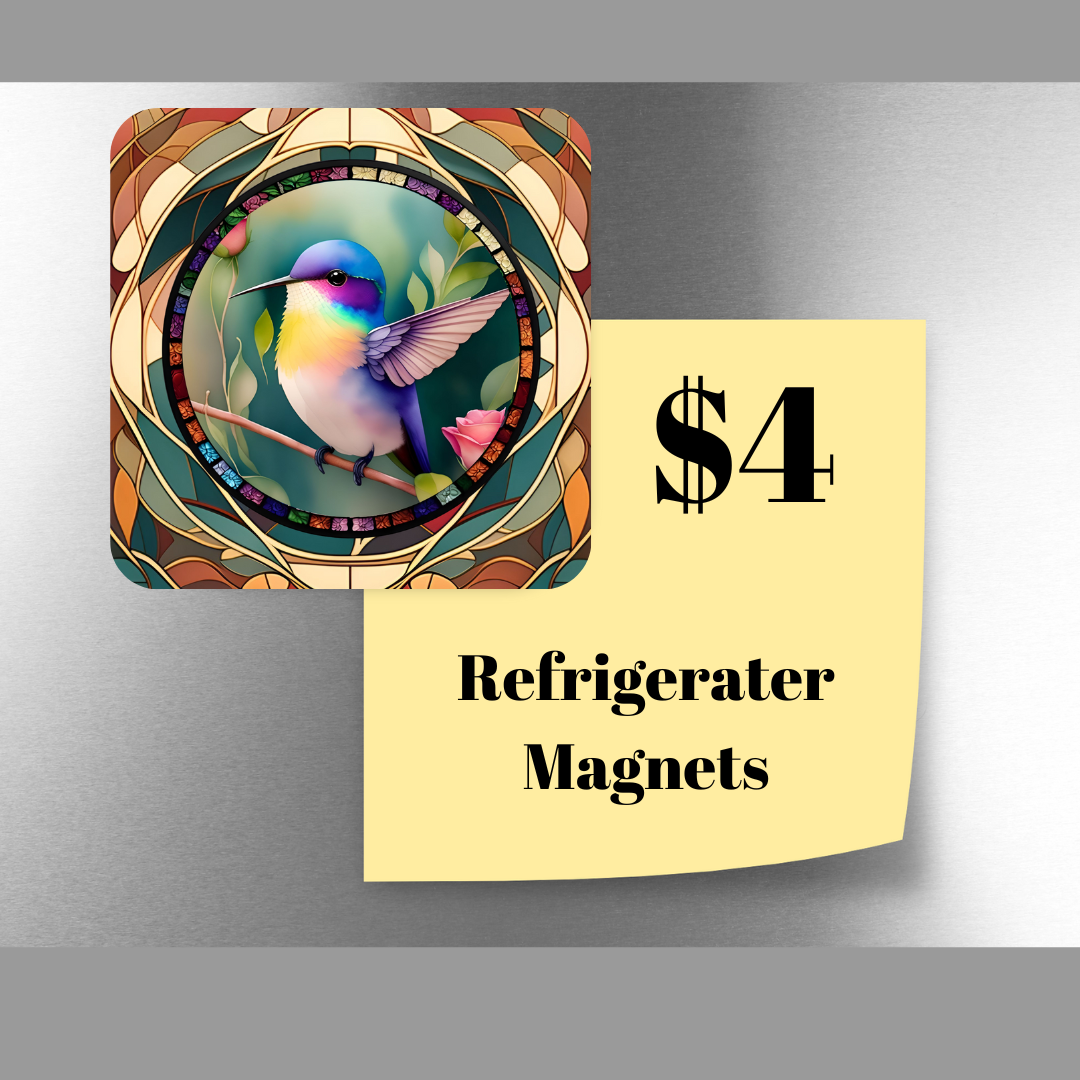Stained Glass Hummingbird Refrigerator Magnet
