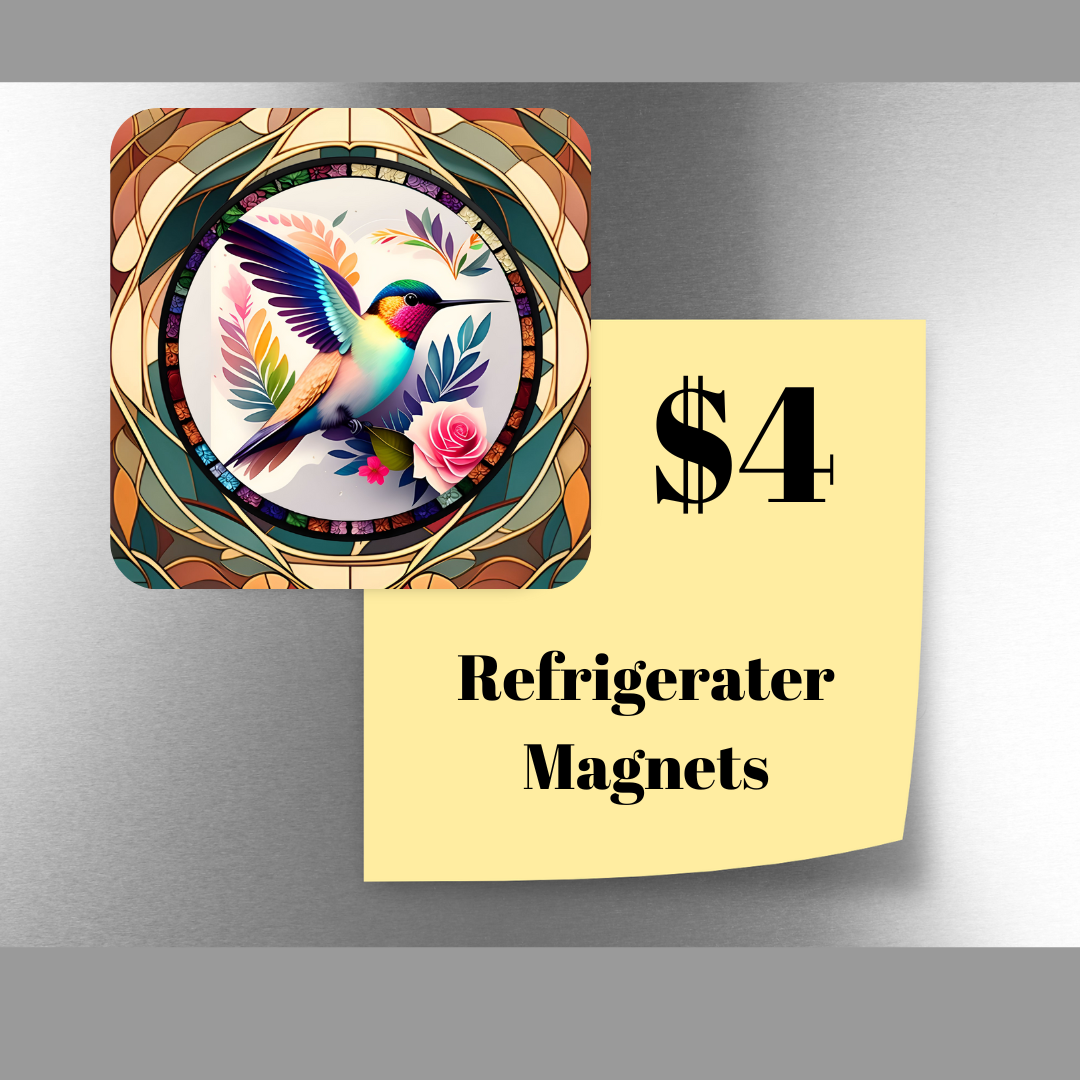 Stained Glass Hummingbird Refrigerator Magnet
