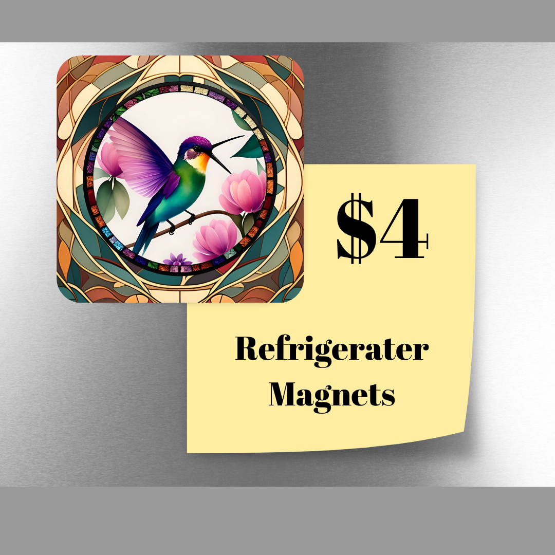 Stained Glass Hummingbird Refrigerator Magnet