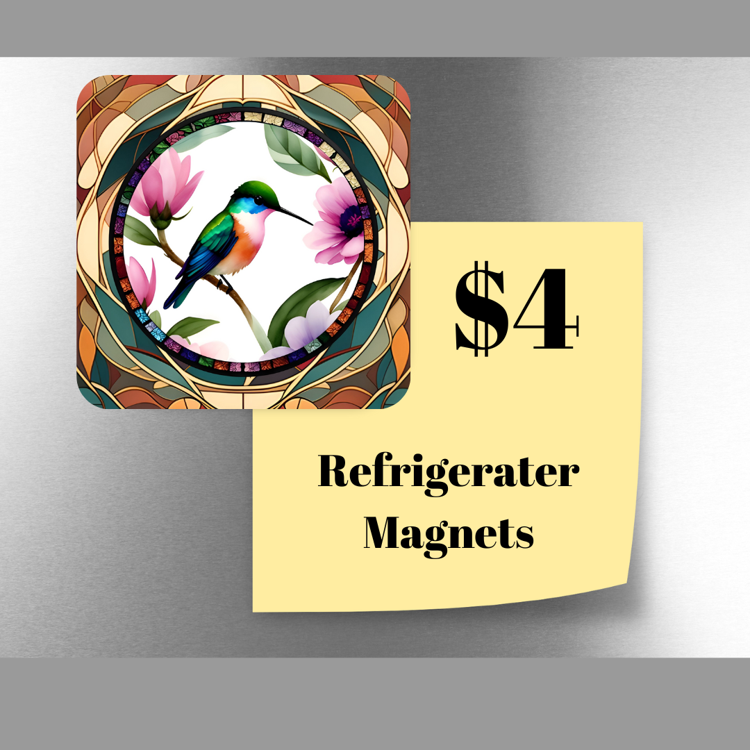 Stained Glass Hummingbird Refrigerator Magnet