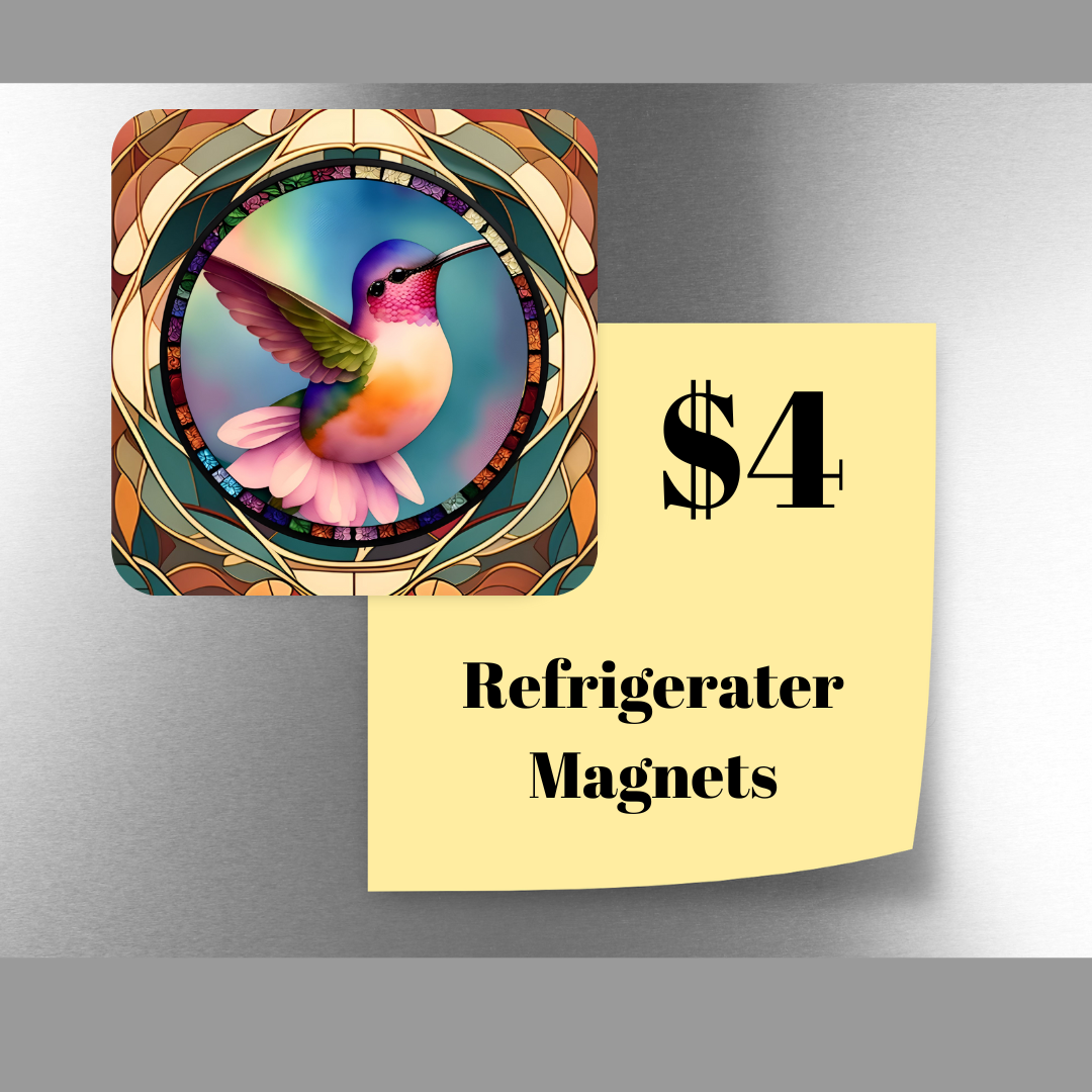 Stained Glass Hummingbird Refrigerator Magnet