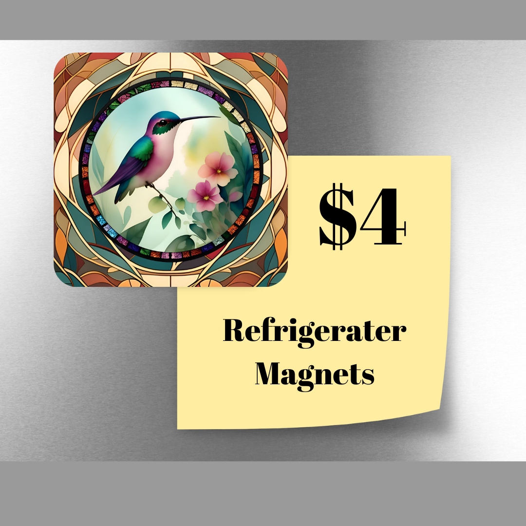Stained Glass Hummingbird Refrigerator Magnet