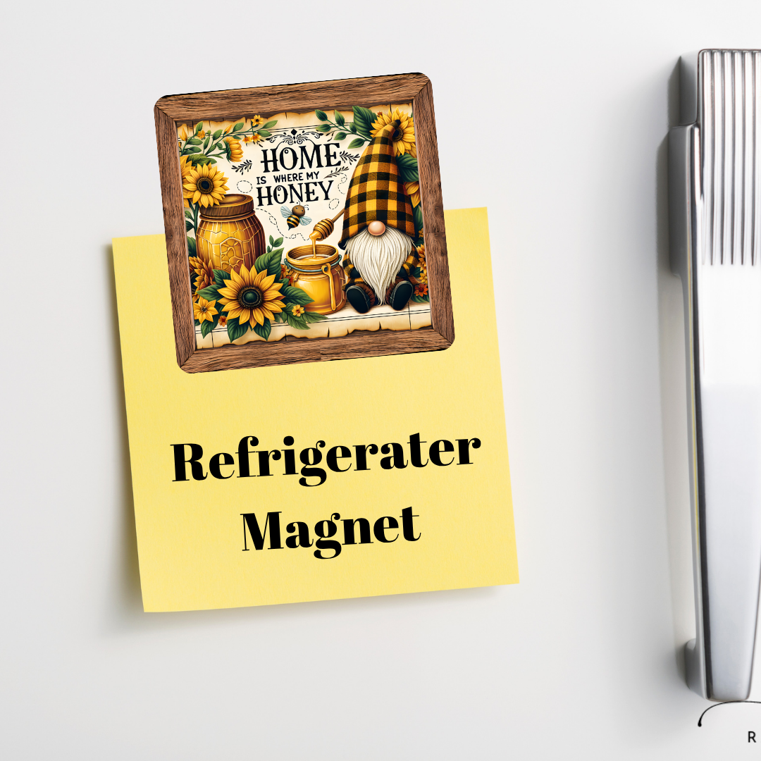 Home Is Where My Honey™ — Refrigerator Magnet (Sunflower Gnome)