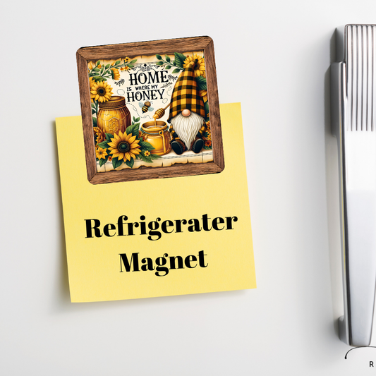 Home Is Where My Honey™ — Refrigerator Magnet (Sunflower Gnome)