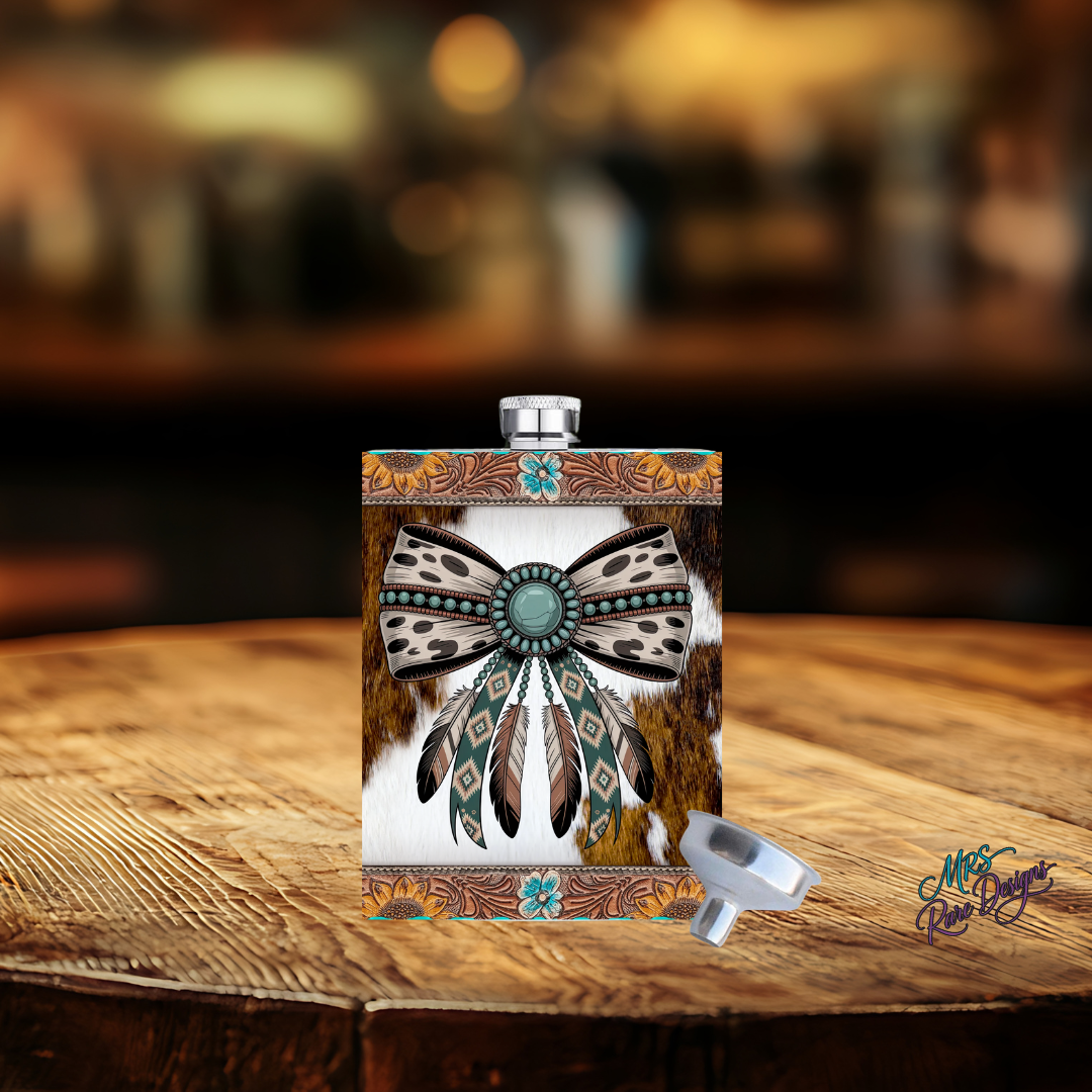"Sacred Wings Sip Flask" Aztec Feather & Concho Edition