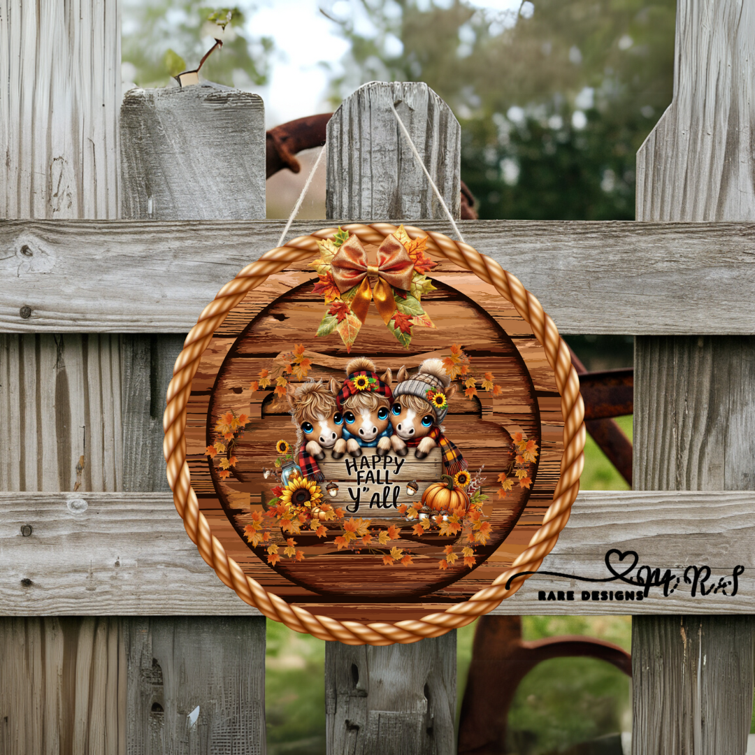 Happy Fall Y’all Farm Friends Round Sign Collection