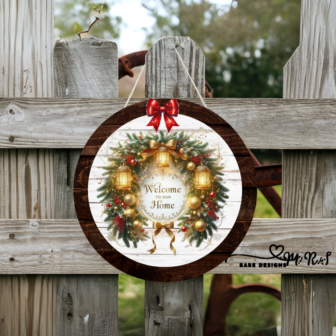 Holiday Welcome Round Sign Collection – Festive Christmas Door Decor