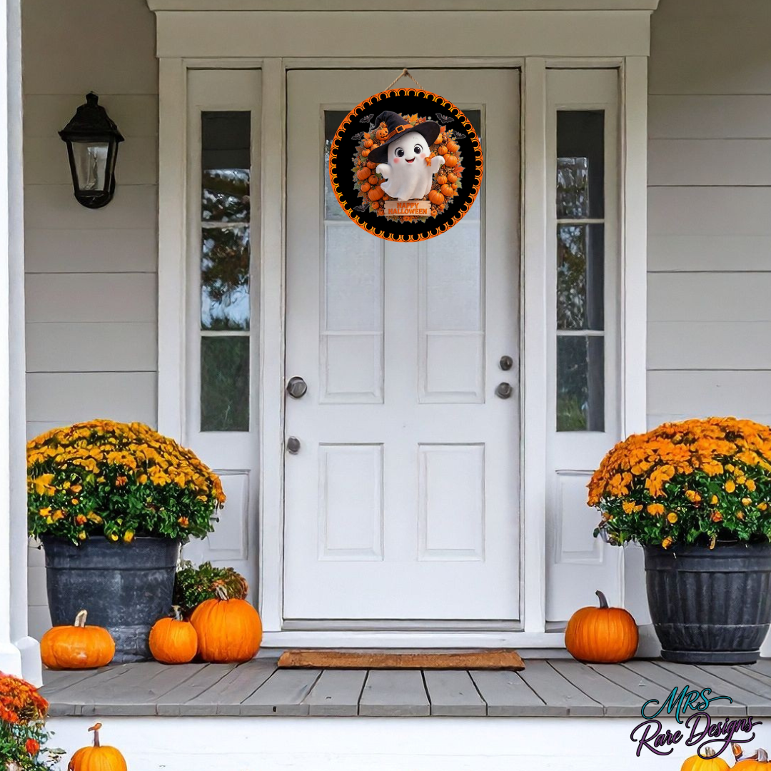 π "Boo-tiful Welcome" Ghost Wreath Door Sign