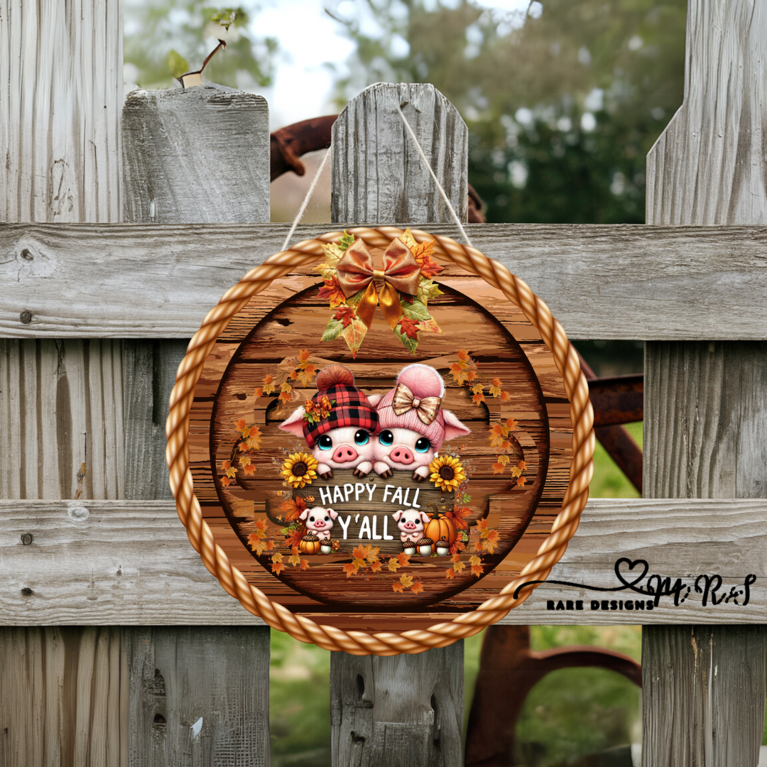 Happy Fall Y’all Farm Friends Round Sign Collection