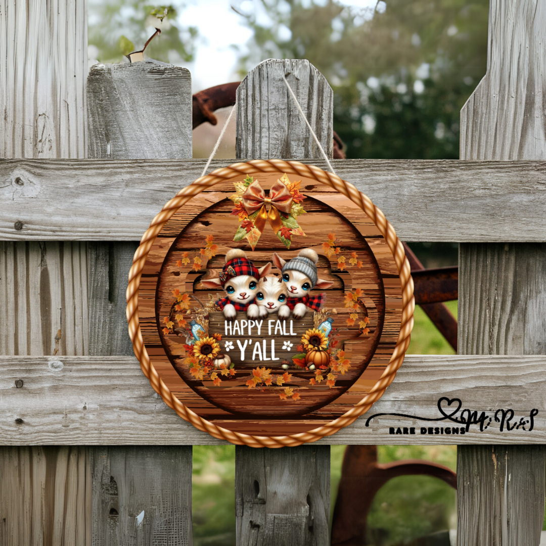 Happy Fall Y’all Farm Friends Round Sign Collection