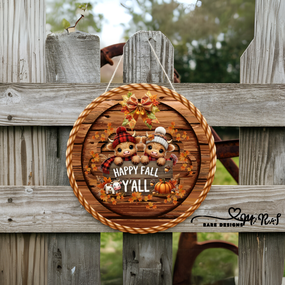 Happy Fall Y’all Farm Friends Round Sign Collection