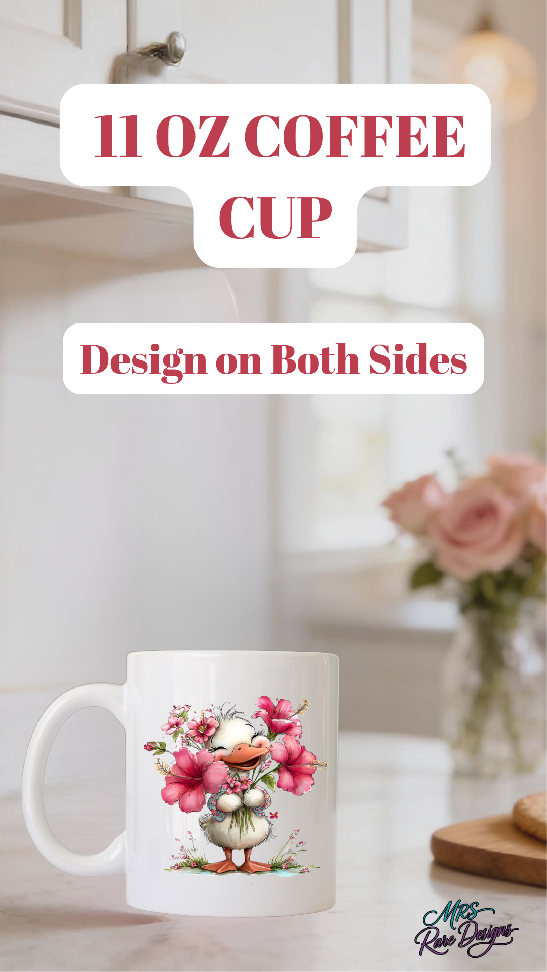 Springtime Duckling Floral Coffee Mug – 11oz Double-Sided Design
