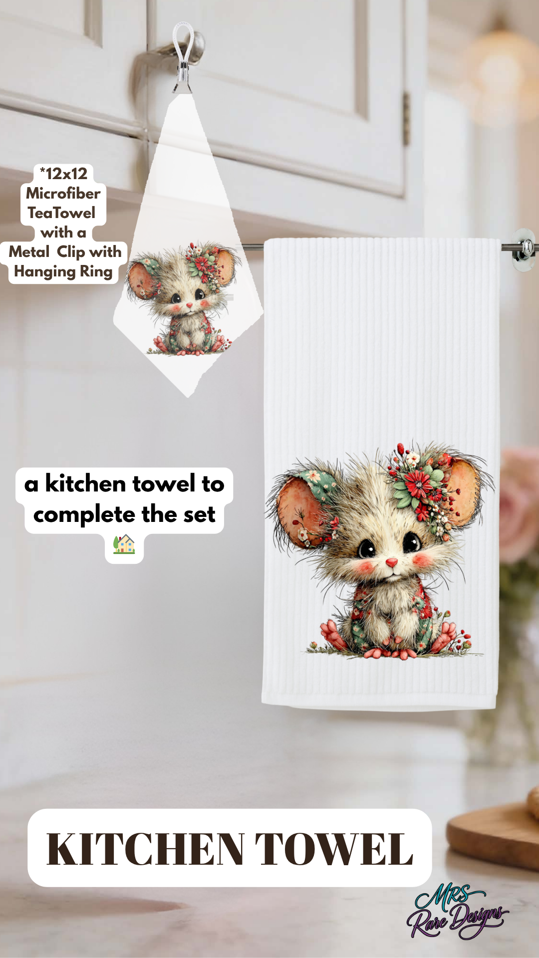 Woodland Mouse Cozy Gift Set – Mug, Gift Bag, Candle Holder, Tea Towel & Kitchen Towel Collection