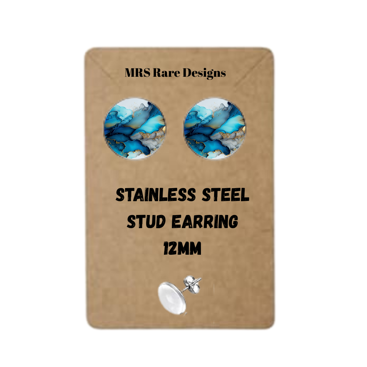 ✨Marble Muse Stud Earring Collection – 12mm Stainless Steel✨