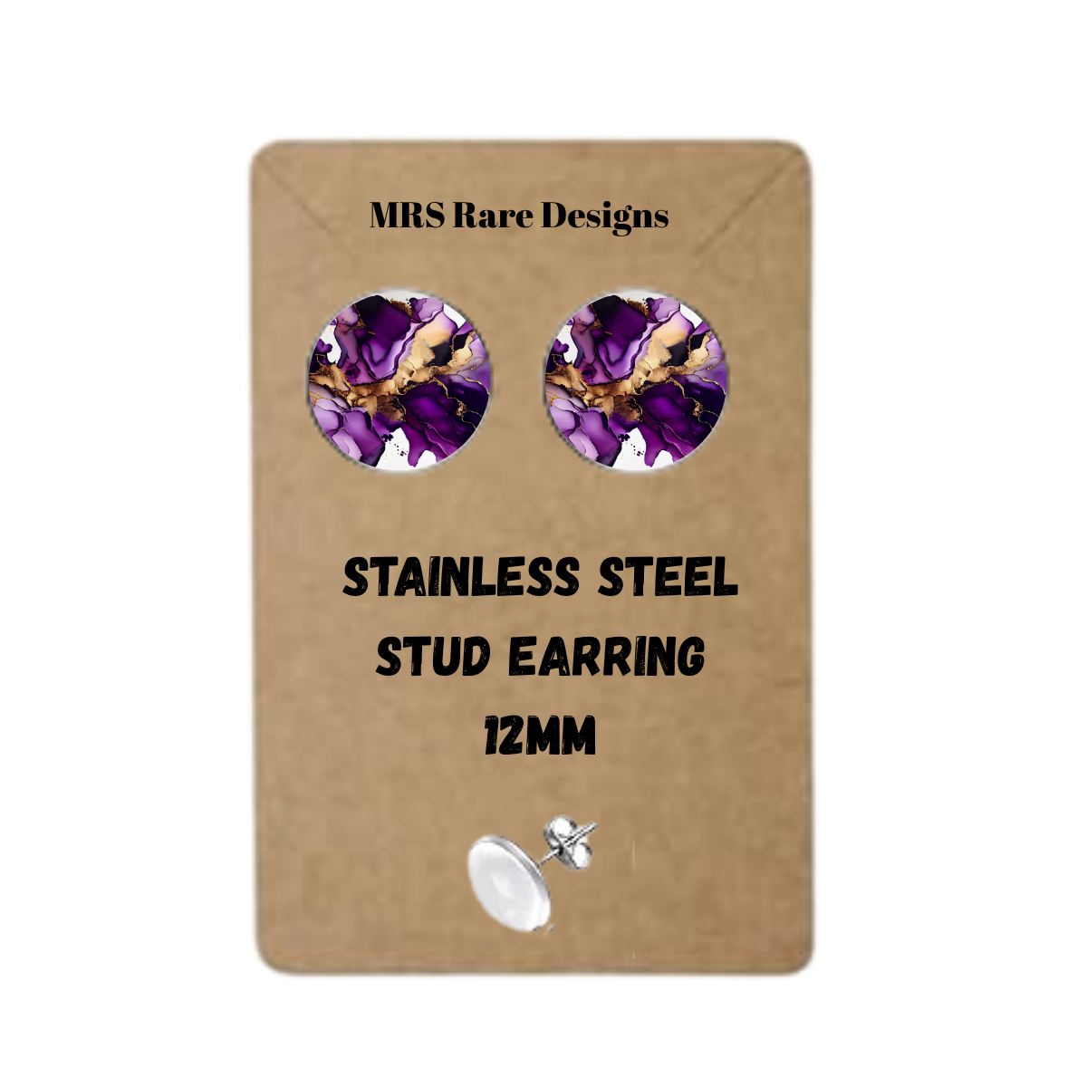 ✨Marble Muse Stud Earring Collection – 12mm Stainless Steel✨
