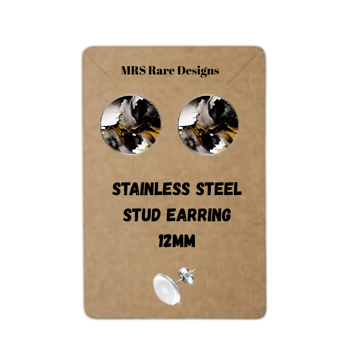 ✨Marble Muse Stud Earring Collection – 12mm Stainless Steel✨