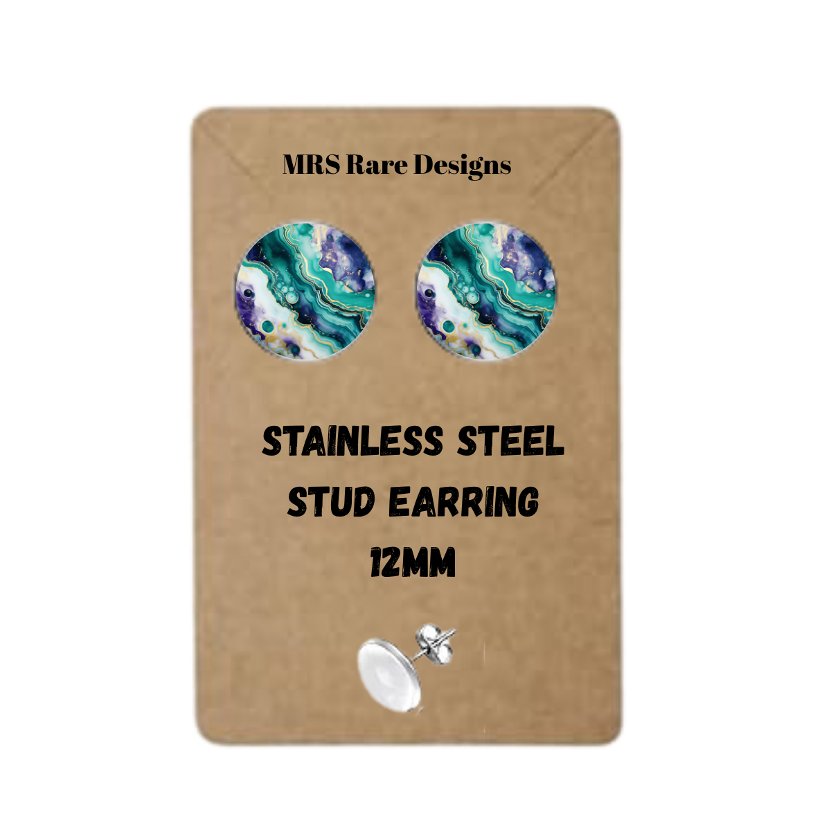 ✨Marble Muse Stud Earring Collection – 12mm Stainless Steel✨