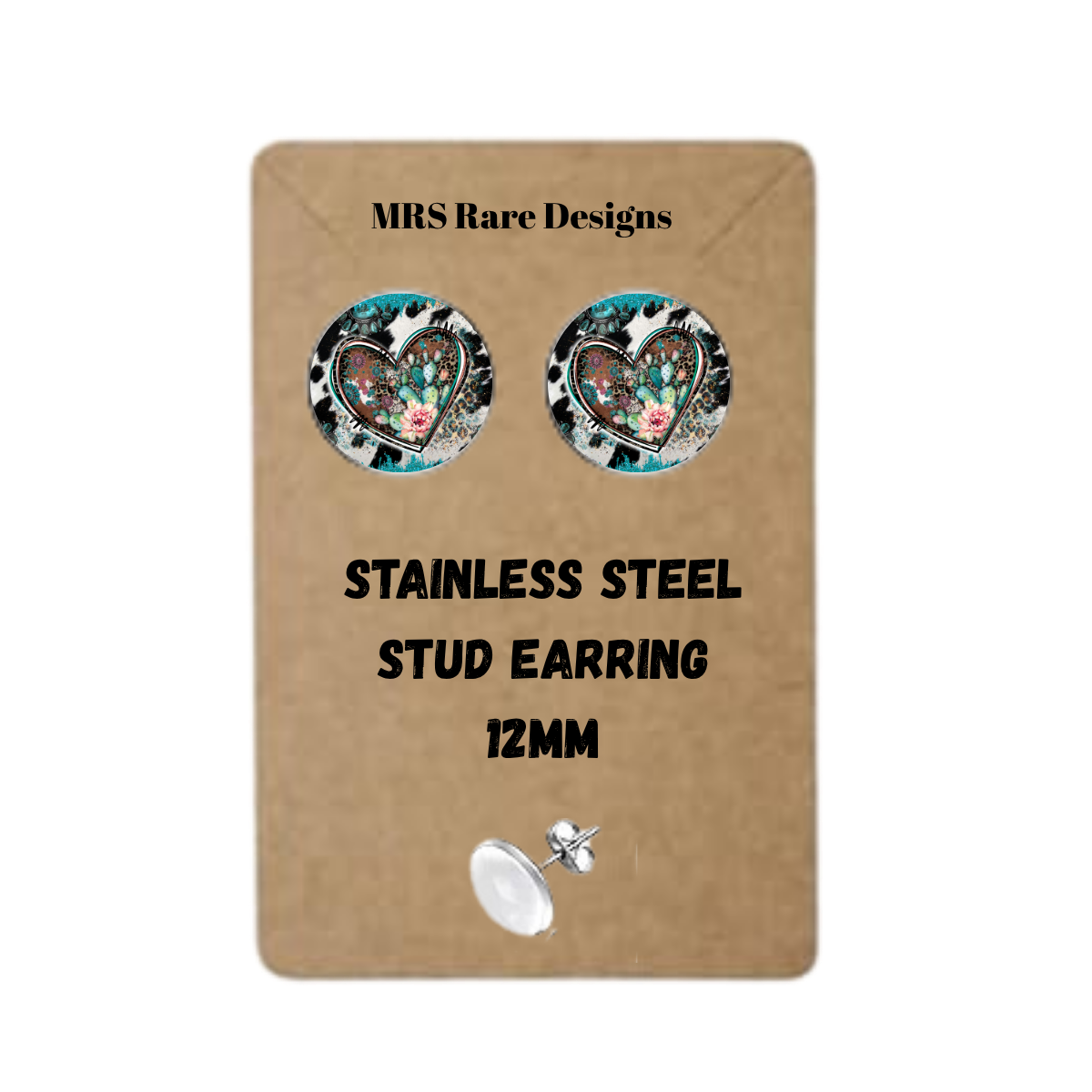 🌵Cowgirl Heart Bloom Studs – 12mm Stainless Steel Earrings
