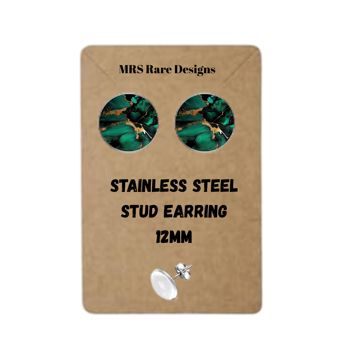 ✨Marble Muse Stud Earring Collection – 12mm Stainless Steel✨