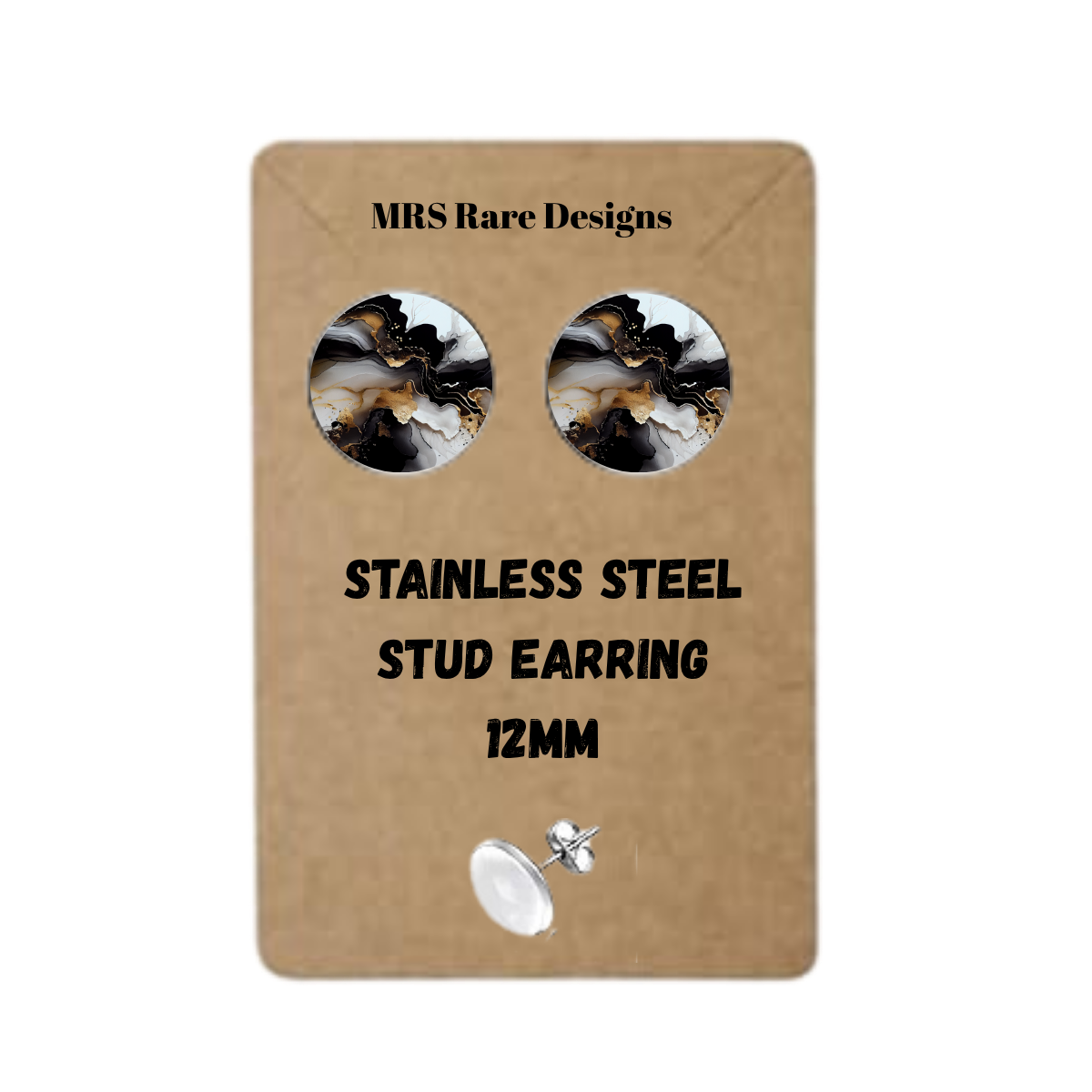 ✨Marble Muse Stud Earring Collection – 12mm Stainless Steel✨