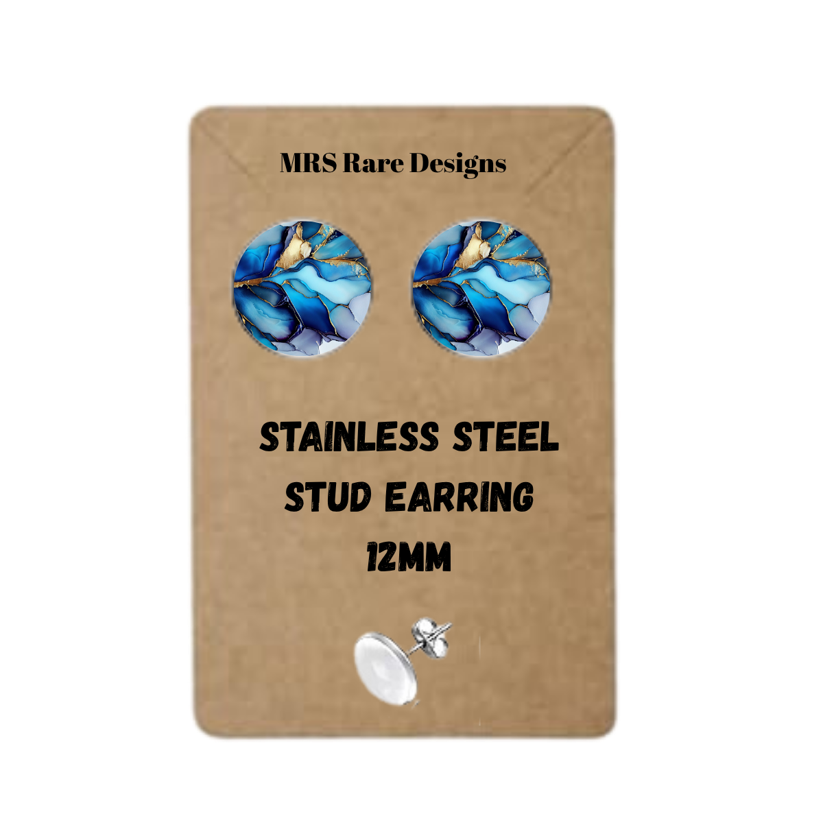 ✨Marble Muse Stud Earring Collection – 12mm Stainless Steel✨