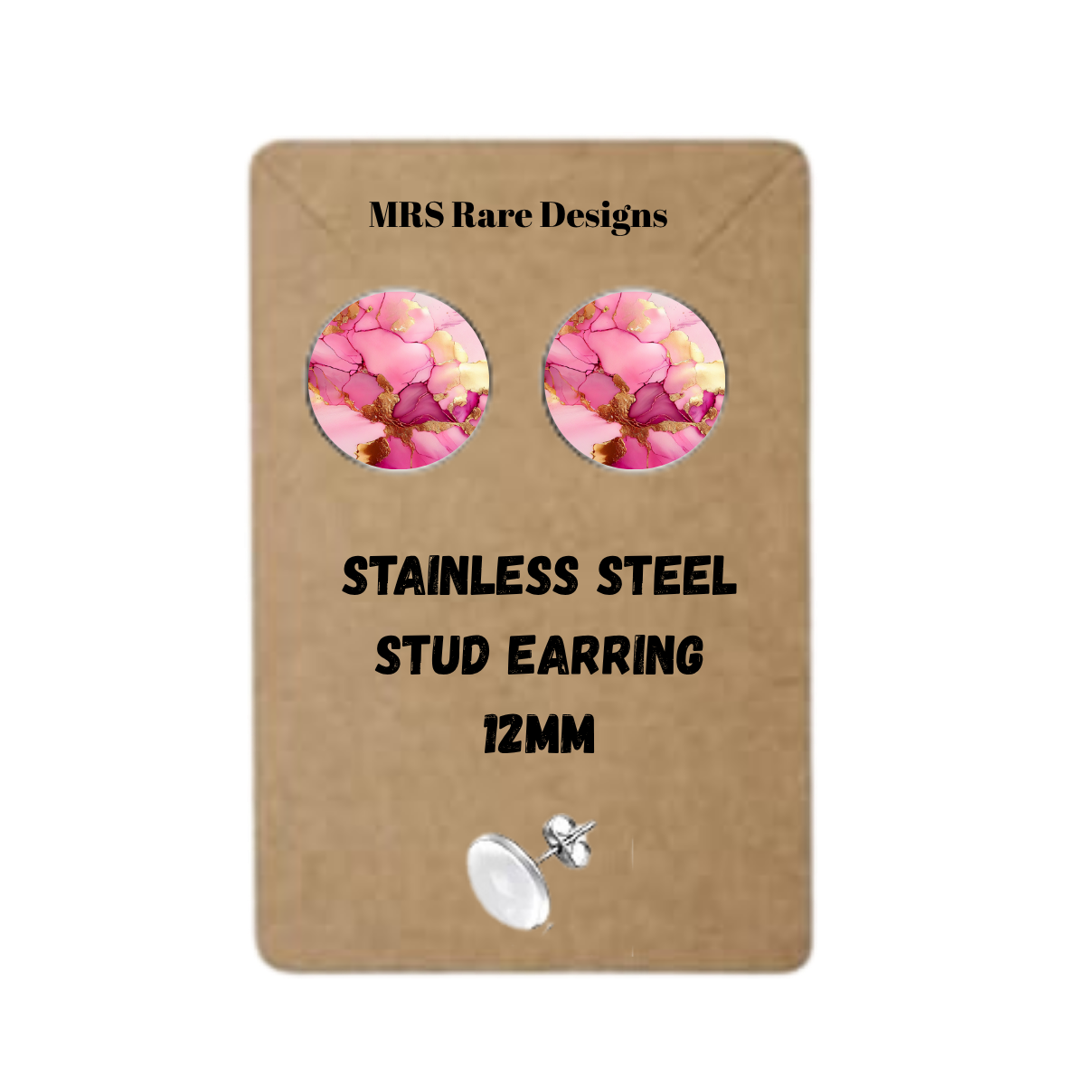 ✨Marble Muse Stud Earring Collection – 12mm Stainless Steel✨