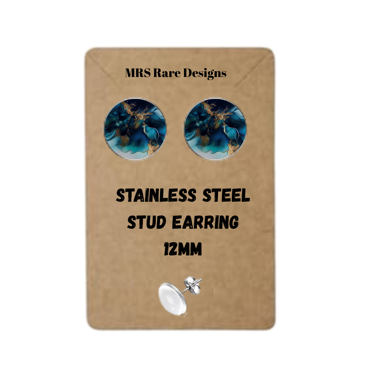 ✨Marble Muse Stud Earring Collection – 12mm Stainless Steel✨