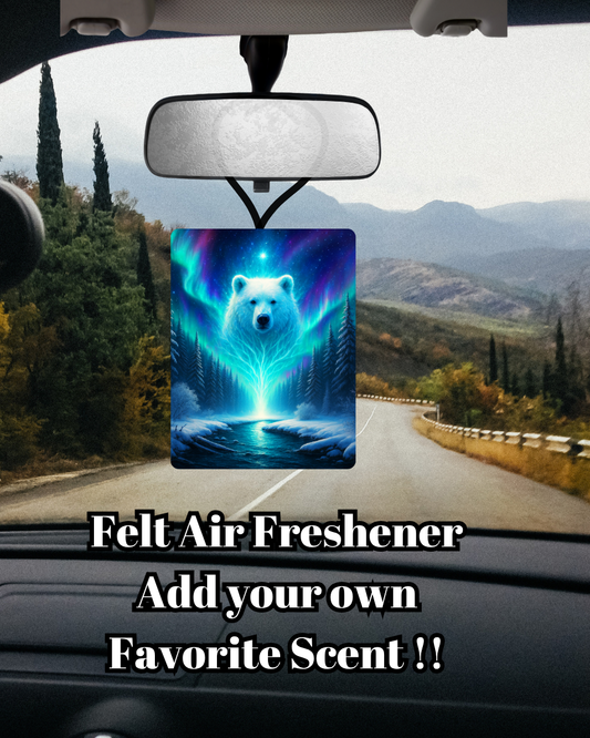 Aurora Guardian Polar Bear — Felt Air Freshener (Add Your Own Scent)