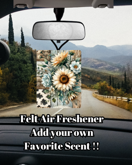 Rustic Sunflower Patchwork Felt Air Freshener — Add Your Own Scent