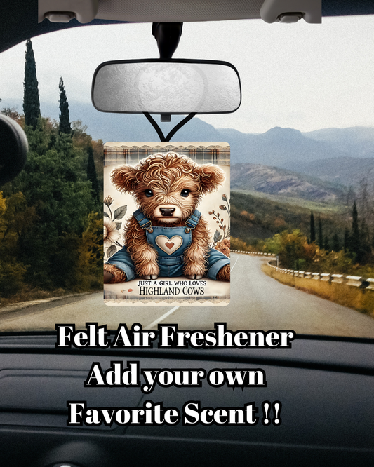 Highland Cuddle-Cub Felt Air Freshener (Add Your Own Scent)