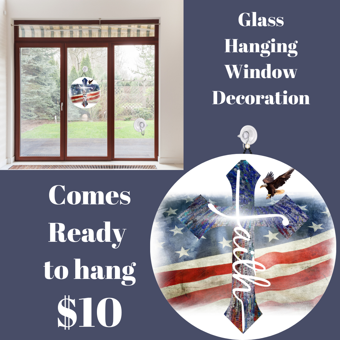 Patriotic Faith Glass Hanging Window Decoration