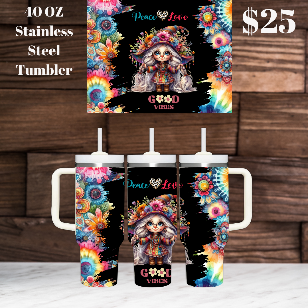 Hippie Gnome 40oz Stainless Steel Tumblers