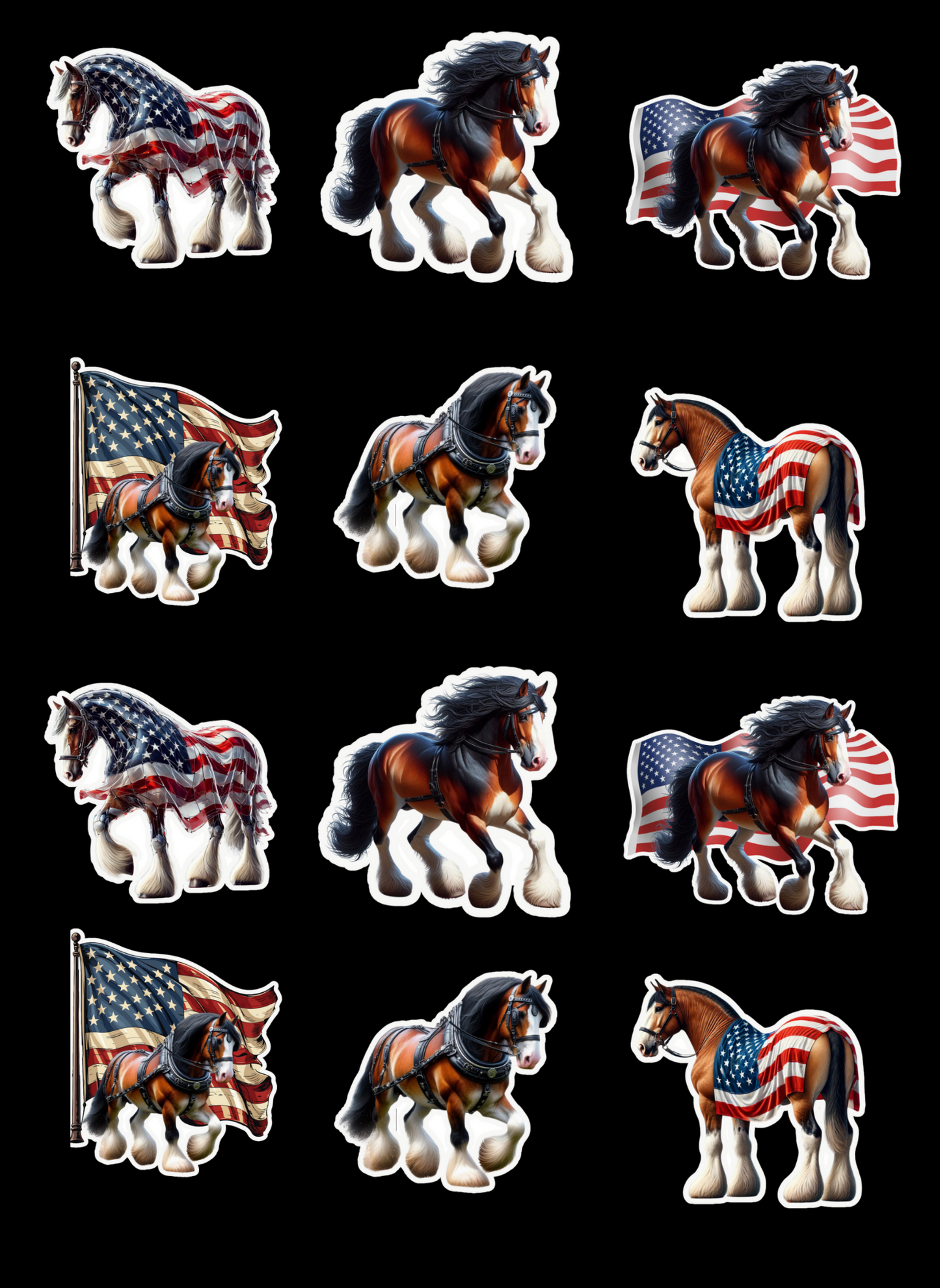 Patriotic Pride Horse Sticker Collection