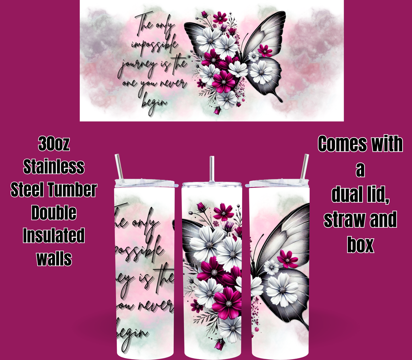 🦋 Wings of Courage: Butterfly Tumbler Collection