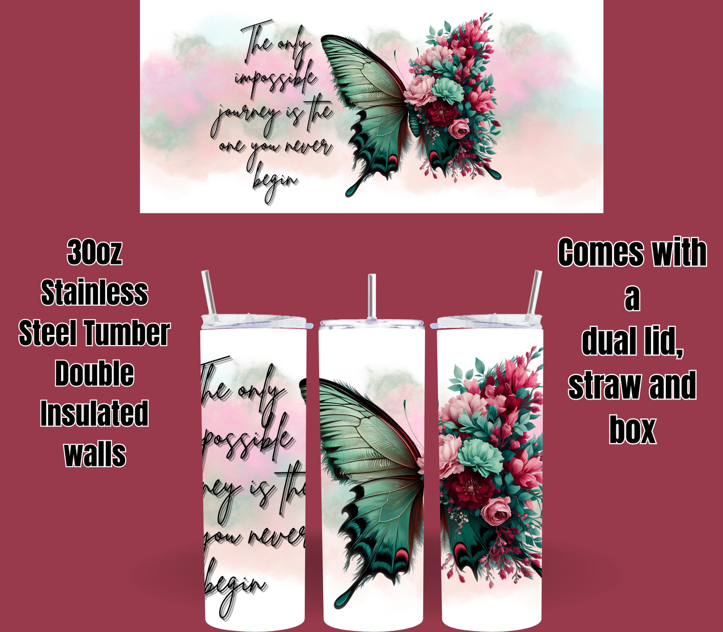 🦋 Wings of Courage: Butterfly Tumbler Collection