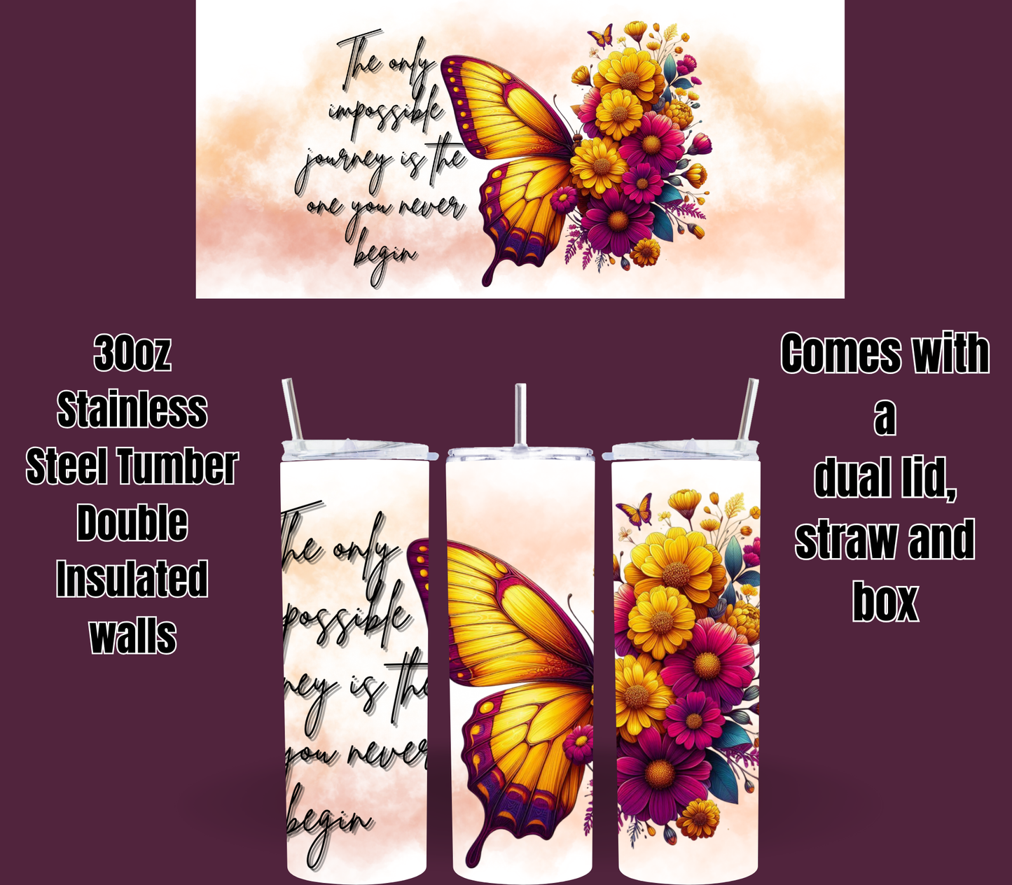 🦋 Wings of Courage: Butterfly Tumbler Collection