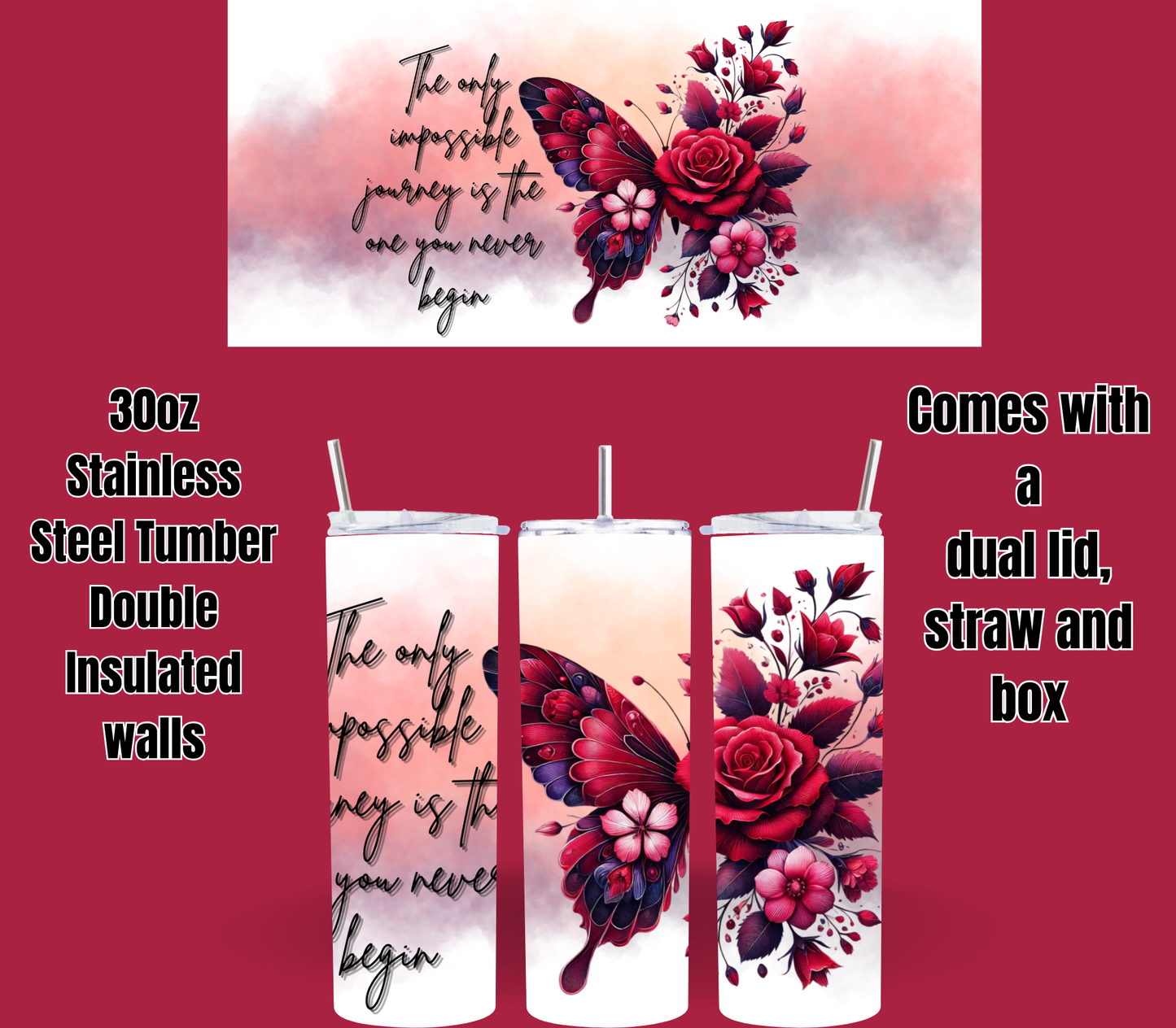 🦋 Wings of Courage: Butterfly Tumbler Collection