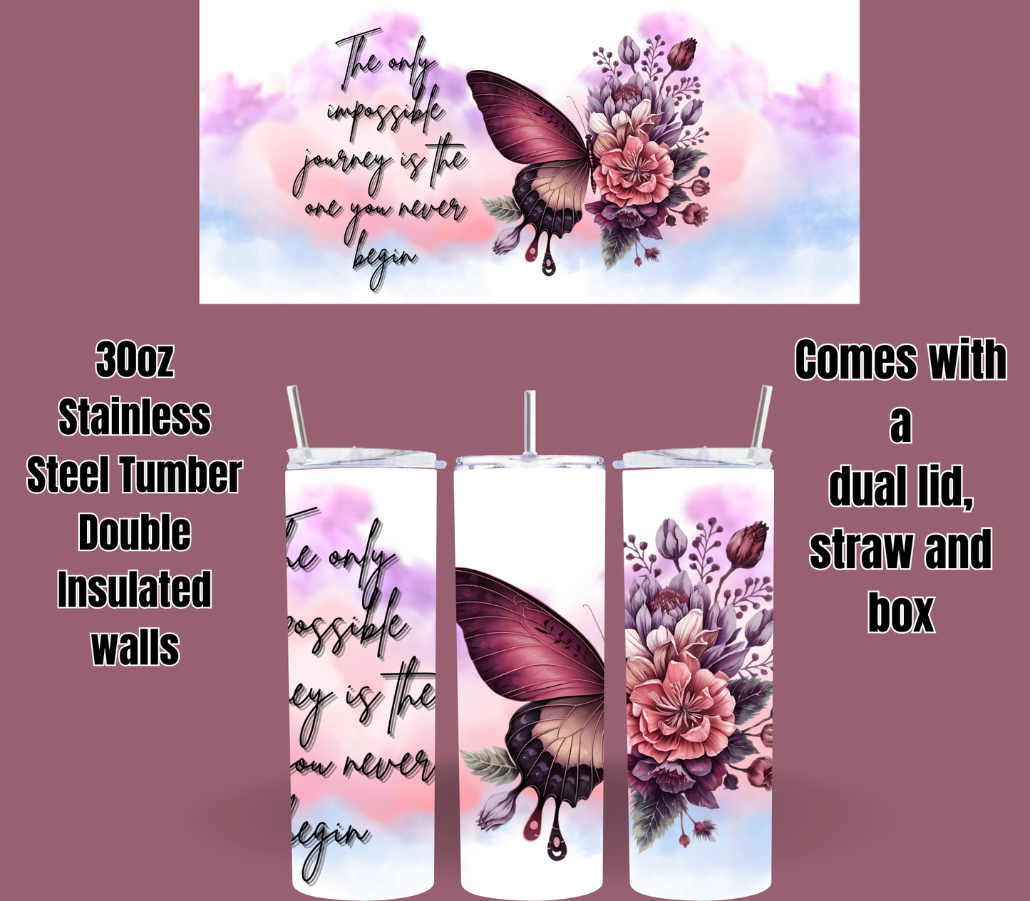 🦋 Wings of Courage: Butterfly Tumbler Collection