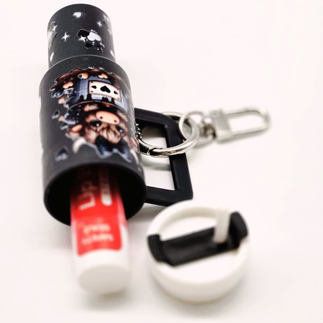 Black Highland Cow Mini Tumbler Keychain with Chapstick Holder – Have the Day You Deserve