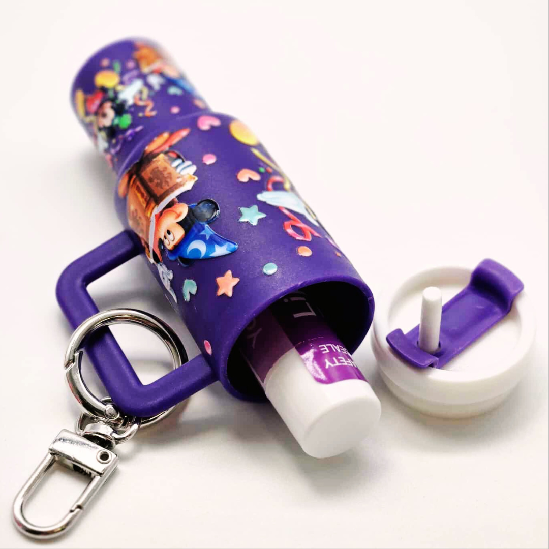 Purple Character Mini Tumbler Keychain with Chapstick Holder