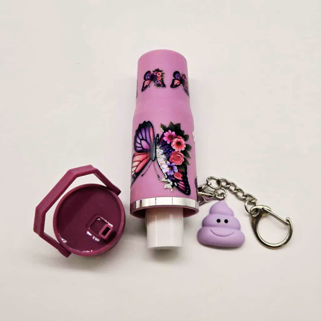 Purple Butterfly Mini Tumbler Keychain with Chapstick Holder & Emotional Support Charm
