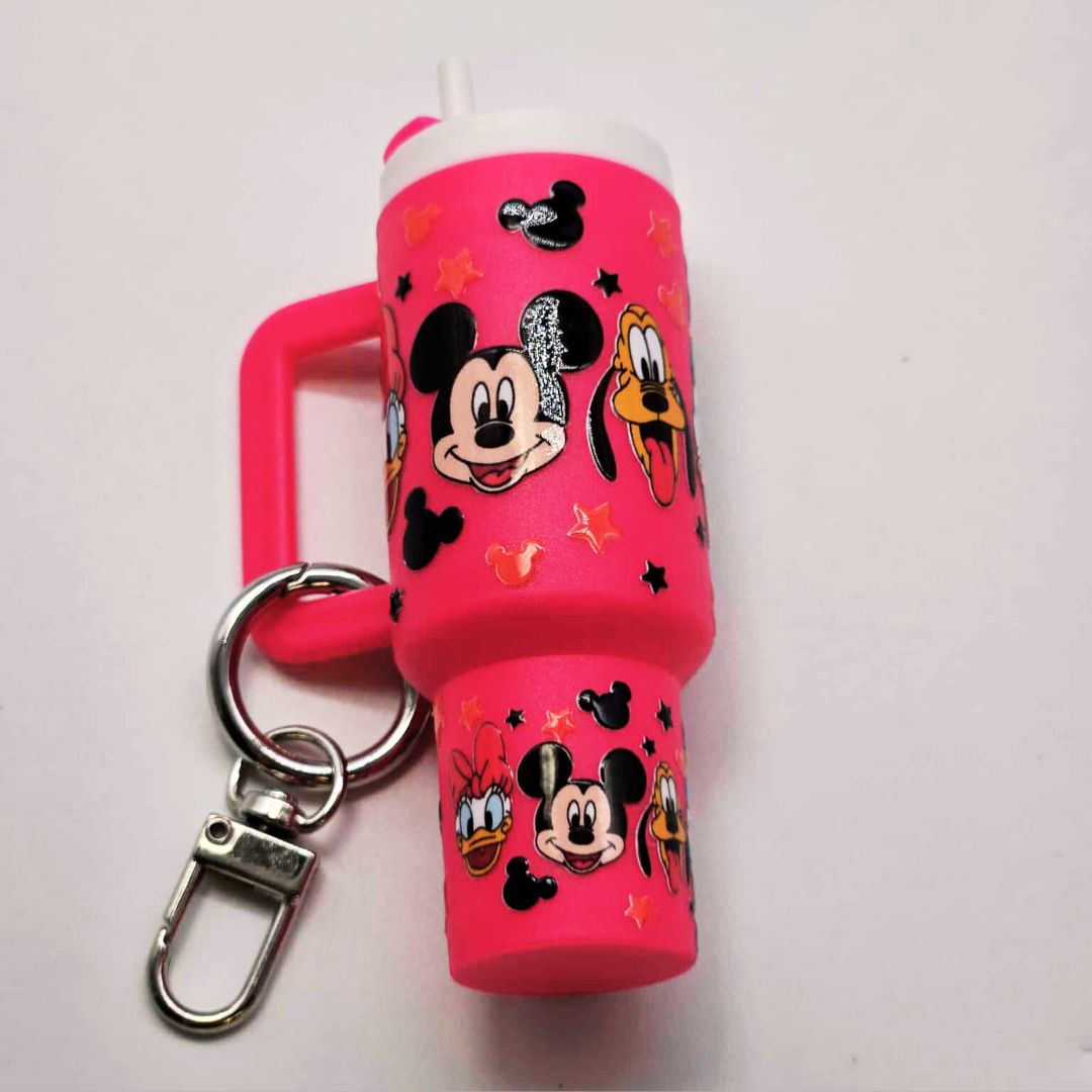 Pink Character Mini Tumbler Keychain with Chapstick Holder
